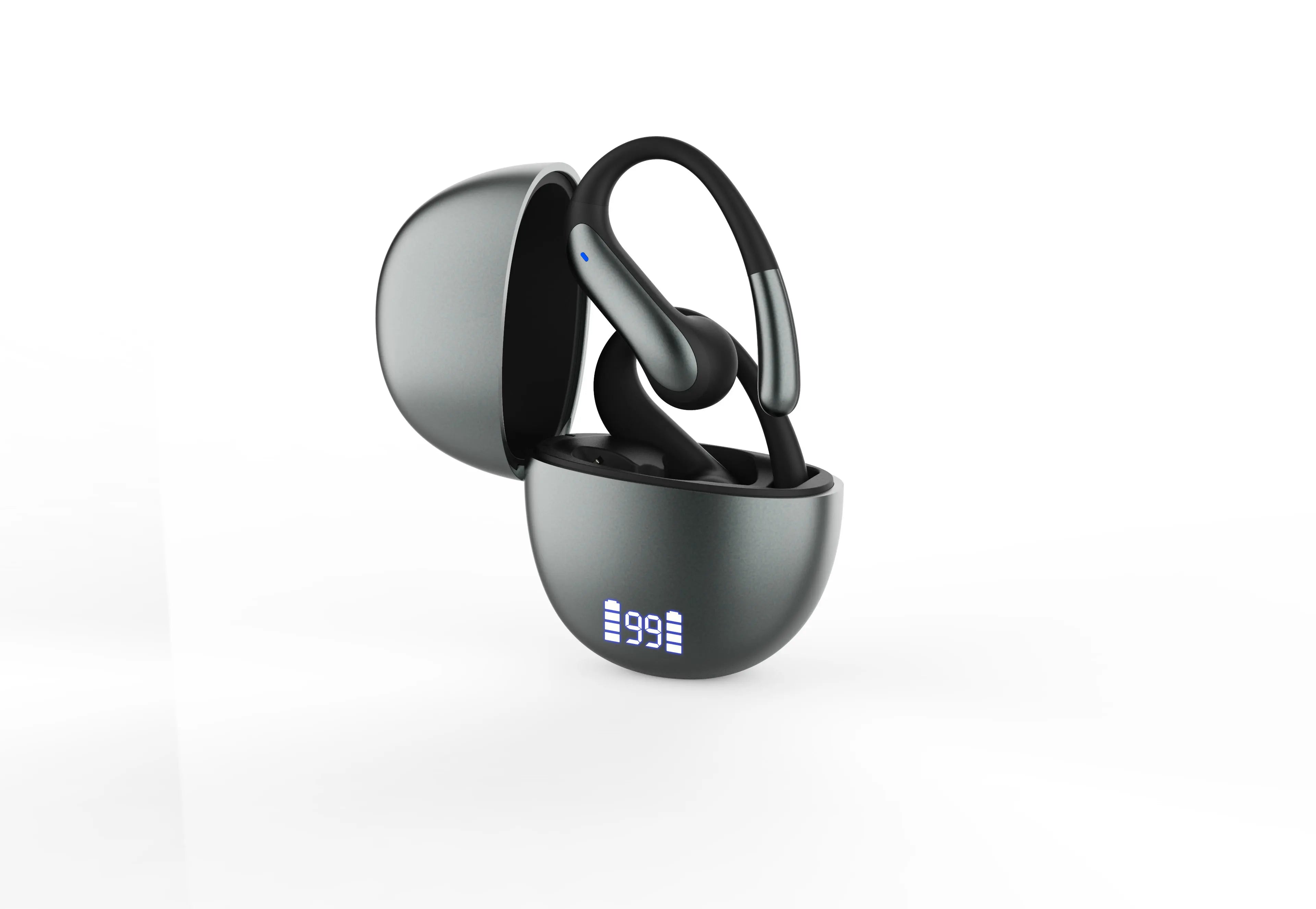Bluetooth 5.3 Headphones LED Digital Power Display Long Playtime Comfortable Ear Hook Wear Noise Canceling Mic Stable Connection