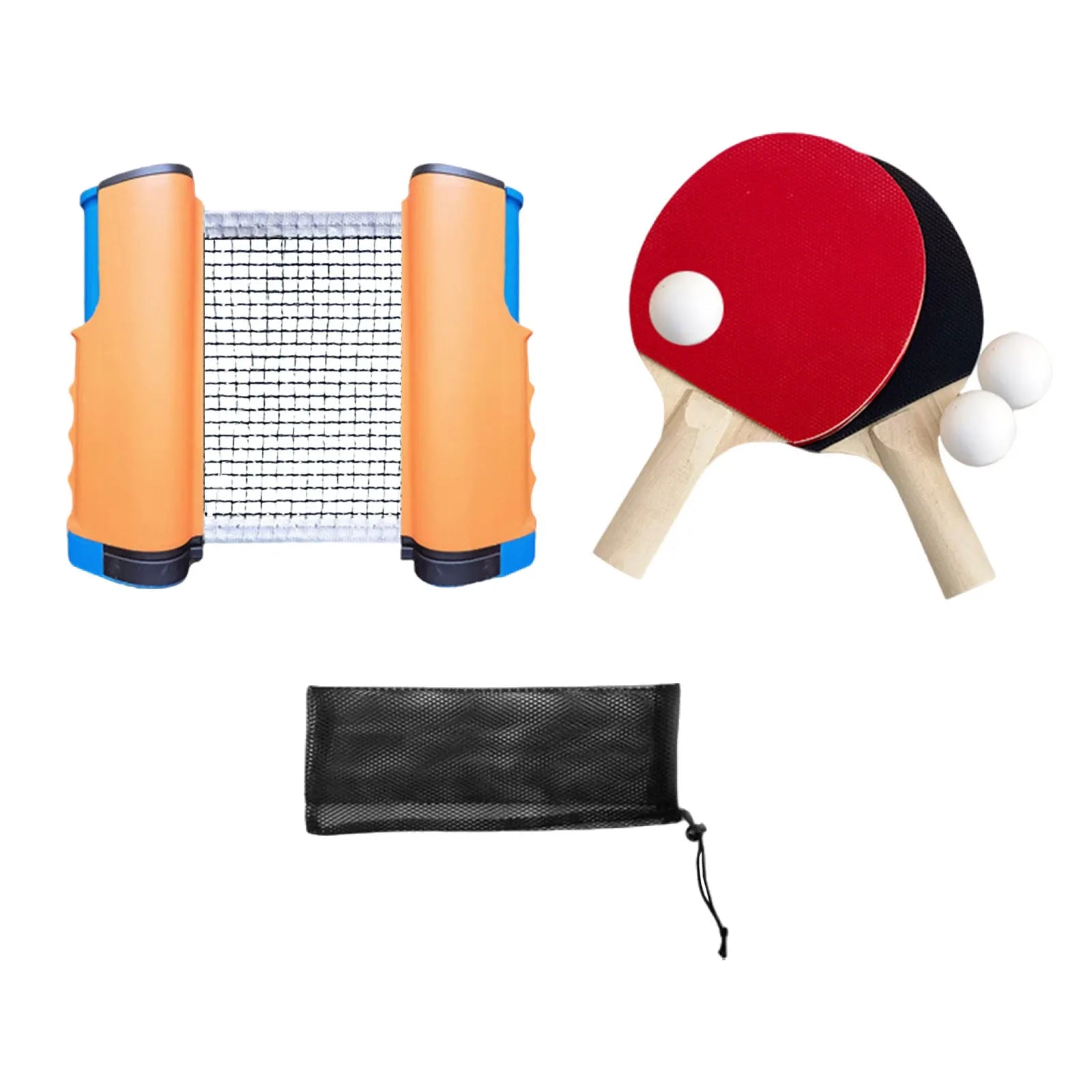 1 Set Ping Pong Paddles Set Retractable Net Exercise Table Tennis Set Rackets Balls for Family Home Gym Player Traveling Sports