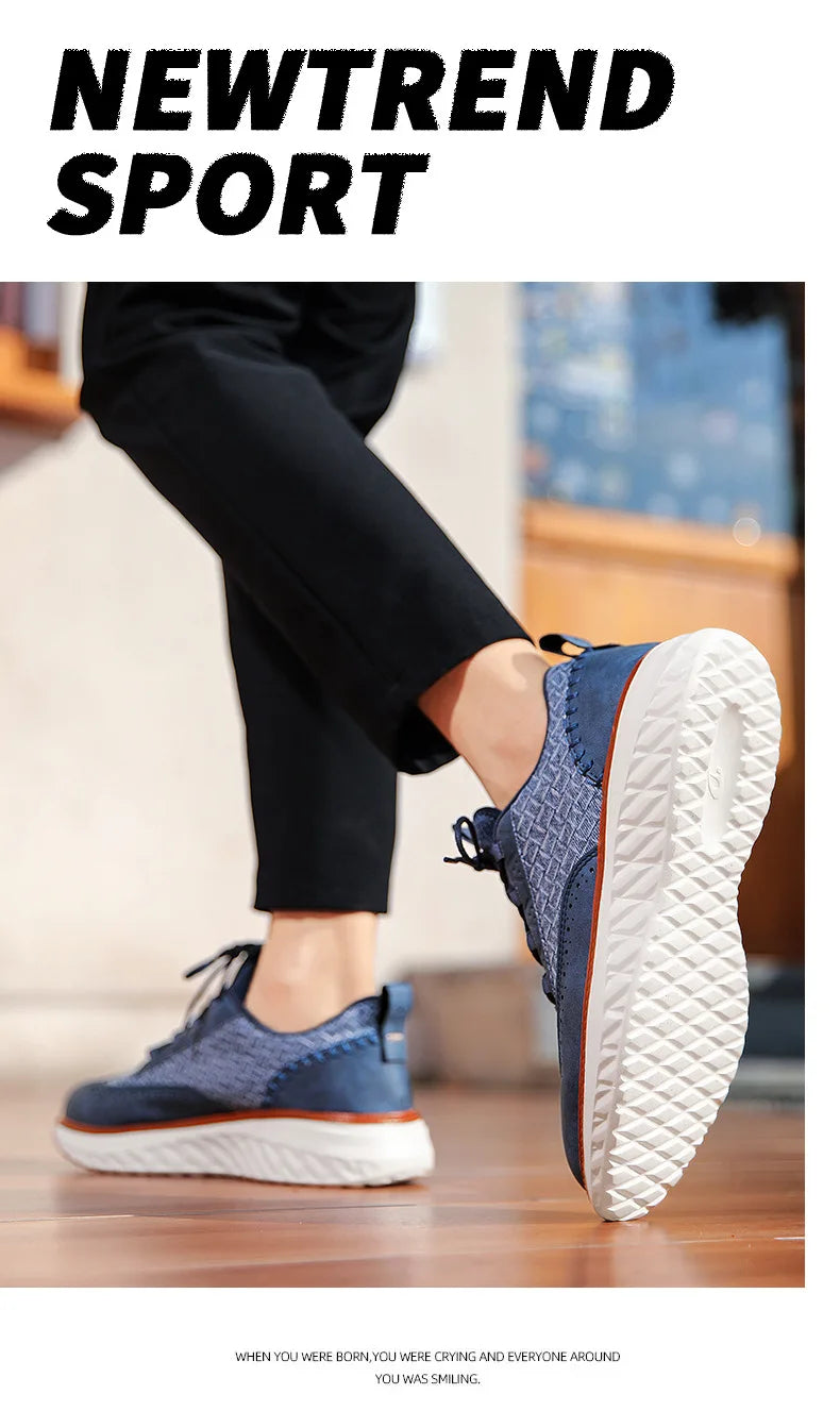 New Shoes for Men Leather Casual Shoes Fashion Breathable Brogues Sport Shoes Street Cool Chunky Sneakers
