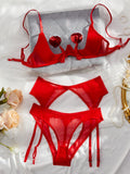 Sexy Erotic Set Open Bra + Back Open Panty Underwear Set Sensual Intimates Women Sexy Garter Kit Tassel Lingerie Set