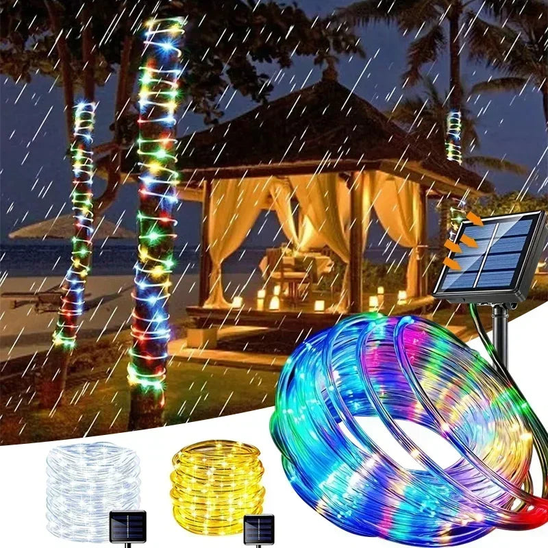 Solar Powered LED String Lights 8 Modes Outdoor Fairy Lights Garden Decoration Camping Tree Flower Garland Wedding Lighting Lamp