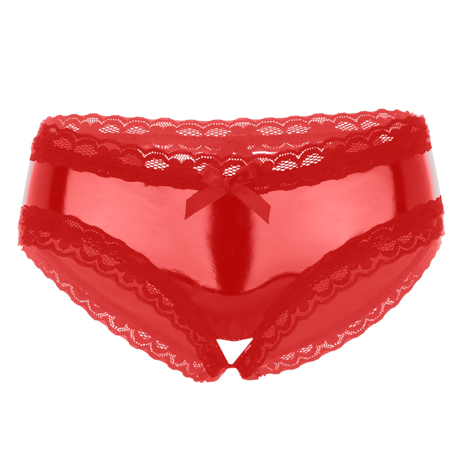 Lingerie for Ladies Women's Erotic Panties Crotch Open Sex Wet Look Porn Underwear Patent Leather Lace V-Back mujer Mini Briefs
