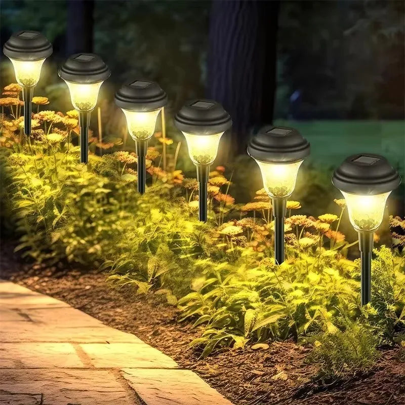 Solar Outdoor Lights New Garden Lamps Powered Waterproof Landscape Path for Yard Backyard Lawn Patio Decorative LED Lighting