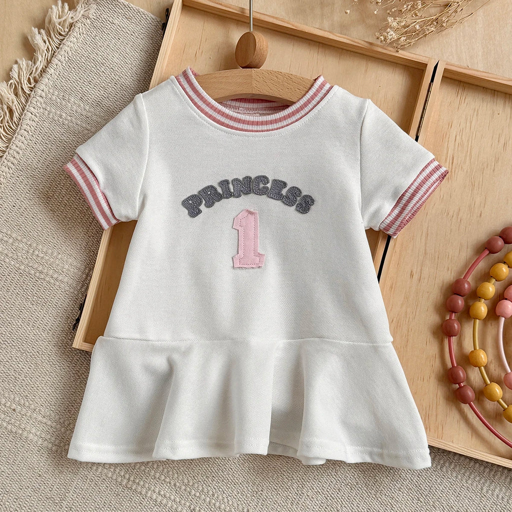 Summer Girls Dress  Round neck Short Sleeved Dress Baby Skirts Girl Casual Dresses  Suitable for babies aged 6 months to 3 years