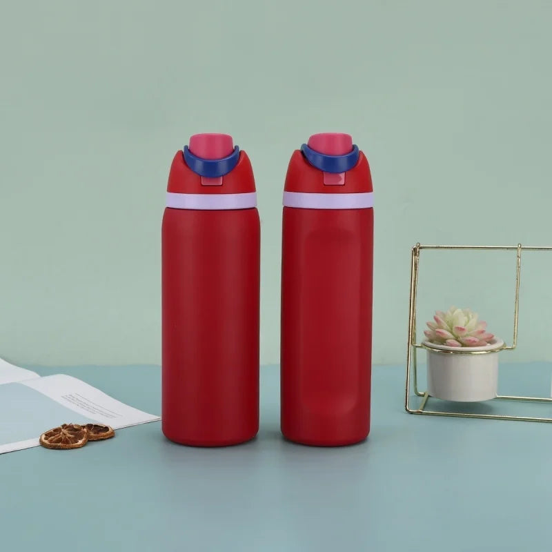 19/24/32oz Thermos Cup Fruit Mug Kids Straw Cup Vacuum Flasks Stainless Steel Travel Thermal Water Bottles