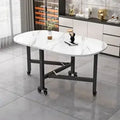 Folding Dining Table For Small Household Multifunctional Folding Rock Board Table Rectangular Living Room Movable Dining Table
