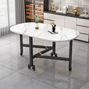 Folding Dining Table For Small Household Multifunctional Folding Rock Board Table Rectangular Living Room Movable Dining Table