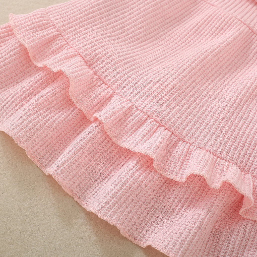 Summer baby girl summer dress pink ruffle halter with diaper pants and pink headgear three-piece set