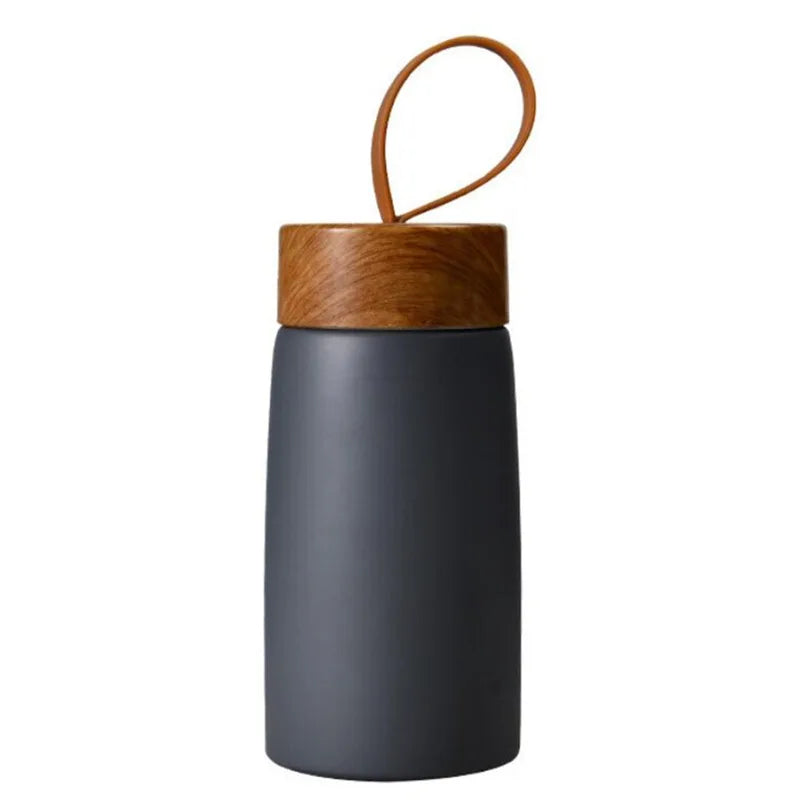 PortableThermal Cup Double Wall Travel Mug Creative Wood Grain Mini Cups Stainless Steel Vacuum Insulated Bottle