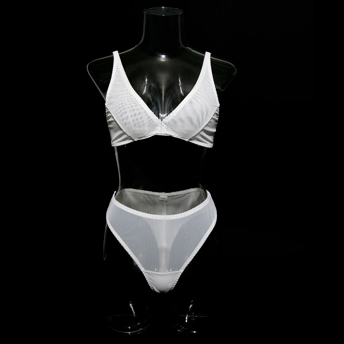 Wirelss Comfortable Bra Brasil Pantie Lingerie Set Basic Solid Mesh Sheer Underwear Transparent Intimate Seducing Lenceria