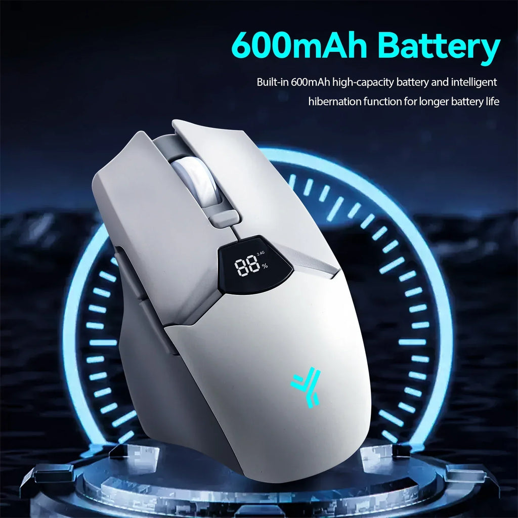 Wireless Bluetooth Mouse with Digital Battery Display, Silent Ergonomic Mouse for PC Laptop Gaming, 2.4G/Bluetooth 5.0