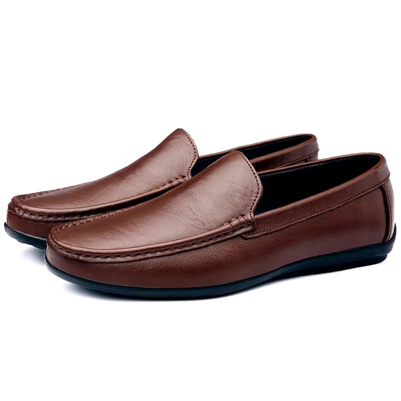 Men's Slip-on Shoes Men's Handmad Breathable Genuine Leather Dress Shoes Fashion Designer Classic Round Toe Soft Loafers mo-3275