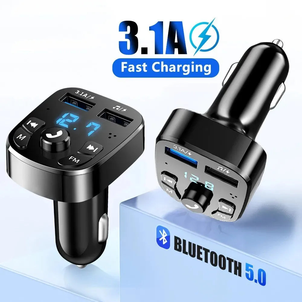 Bluetooth 5.0 Car Bluetooth Audio MP3 Player 3.1A Fast Charging Dual USB Car Charger Adapters Bluetooth FM Transmitter Receiver