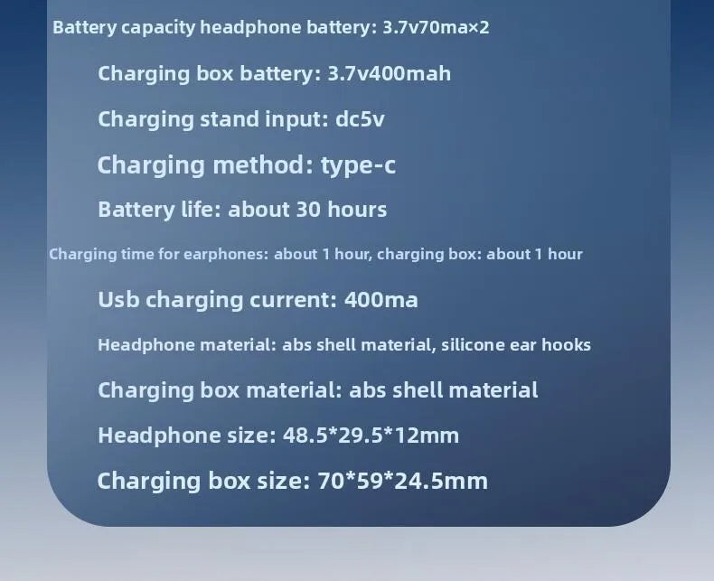 Bluetooth 5.3 Earphones True Wireless Headphones with Mic Button Control Noise Reduction Earhooks Waterproof Headset for Sports