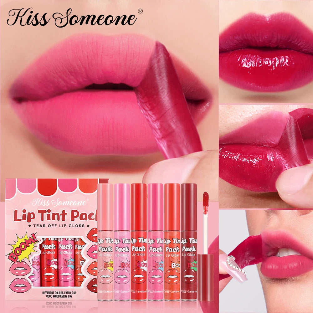 6pcs/1set Lip Stain, Peel Off Lip Stain Set, Long-Lasting, Moisturizing, Non-Drying,Smudge-Proof