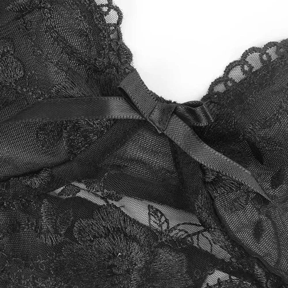 Women Lingerie Set Lace Embroidery Push Up Bra Panties Sets Deep V Gather Top Sexy Underwear Bras Brassiere Lingerie Set sissy