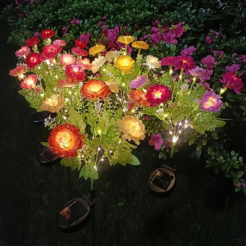 Solar LED lights, snow lotus flower lawn lamp, outdoor waterproof yard lights, garden courtyard,holiday party decoration