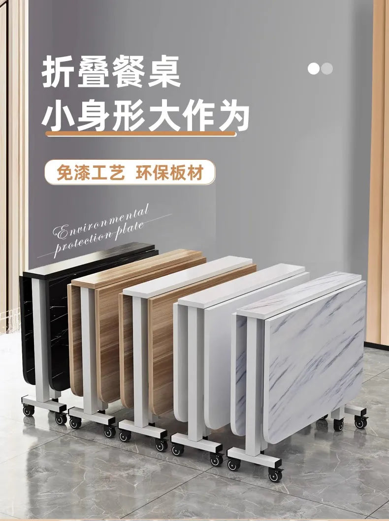 Folding Dining Table For Small Household Multifunctional Folding Rock Board Table Rectangular Living Room Movable Dining Table