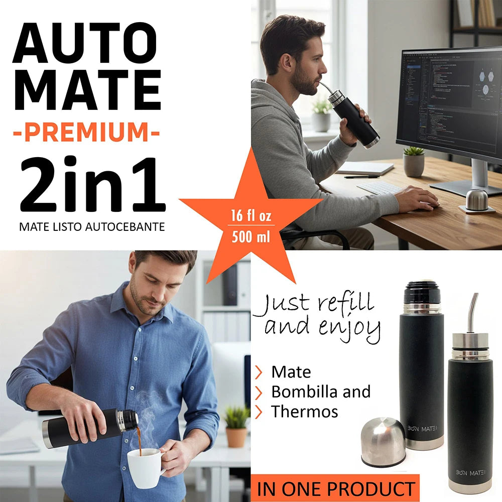 2-in-1 Thermal Mate Cup with Built-in Bombilla, Yerba Mate Thermos all in one 2026 NEW Self-Serving Stainless Steel Mate Bottle