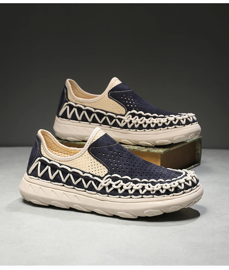 Summer Hand-woven Men's Shoes Fashion Men Casual Shoes Brand Designer Men Sneakers High Quality Outdoor Flats Driving Shoes