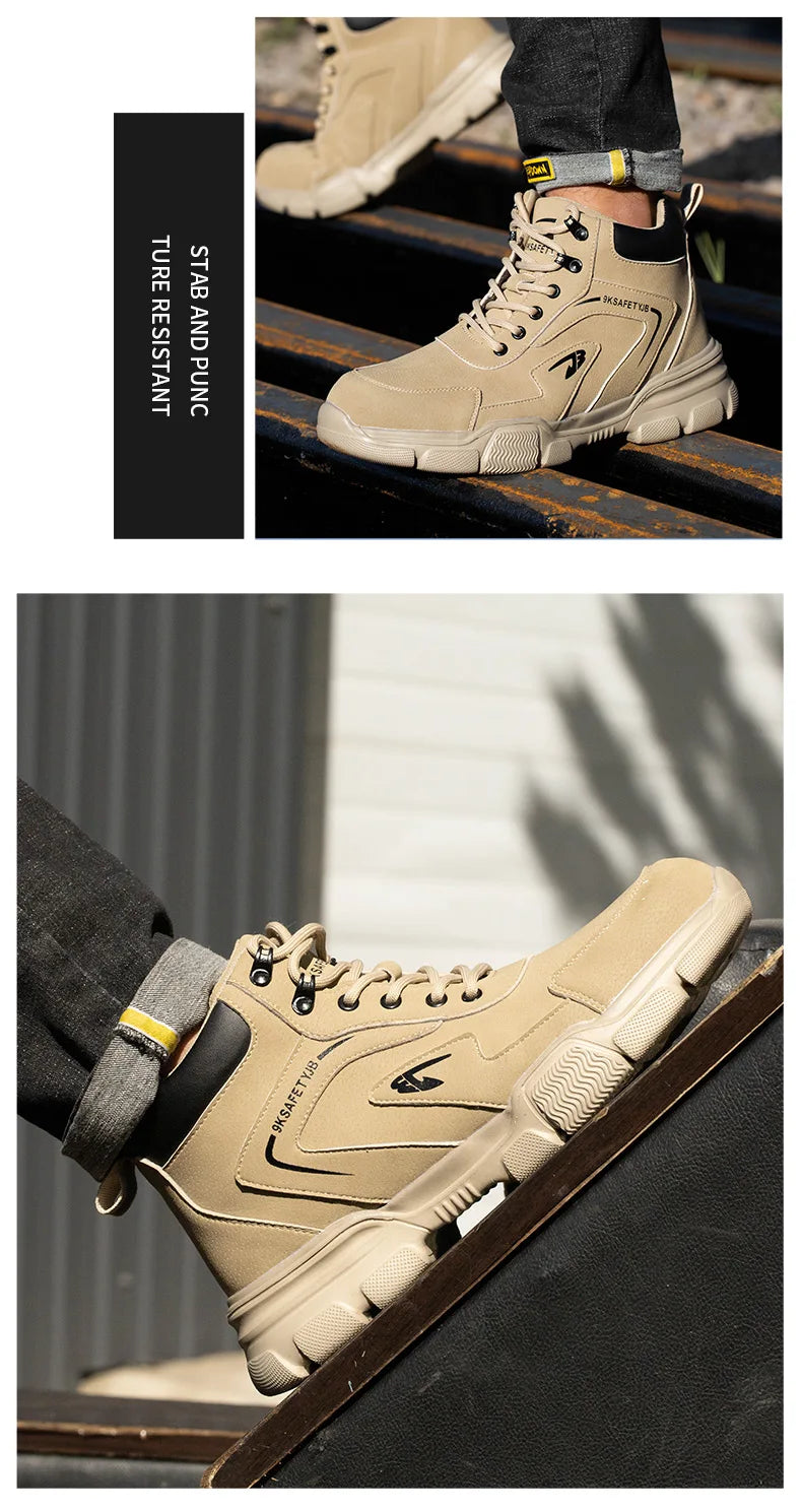 Work Safety Shoes Men Anti-smash Anti-puncture Work Sneakers Steel Toe Shoes Light Comfort Security Boots Indestructible Shoes