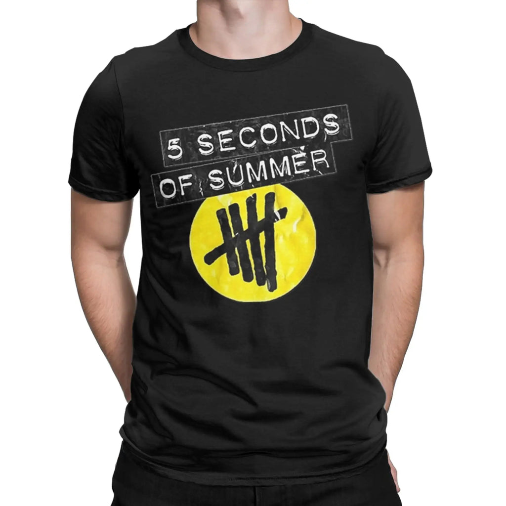5 Seconds of Summer 5SOS Men's T Shirts  Fashion Tees Short Sleeve Crewneck T-Shirt Pure Cotton Gift Tops
