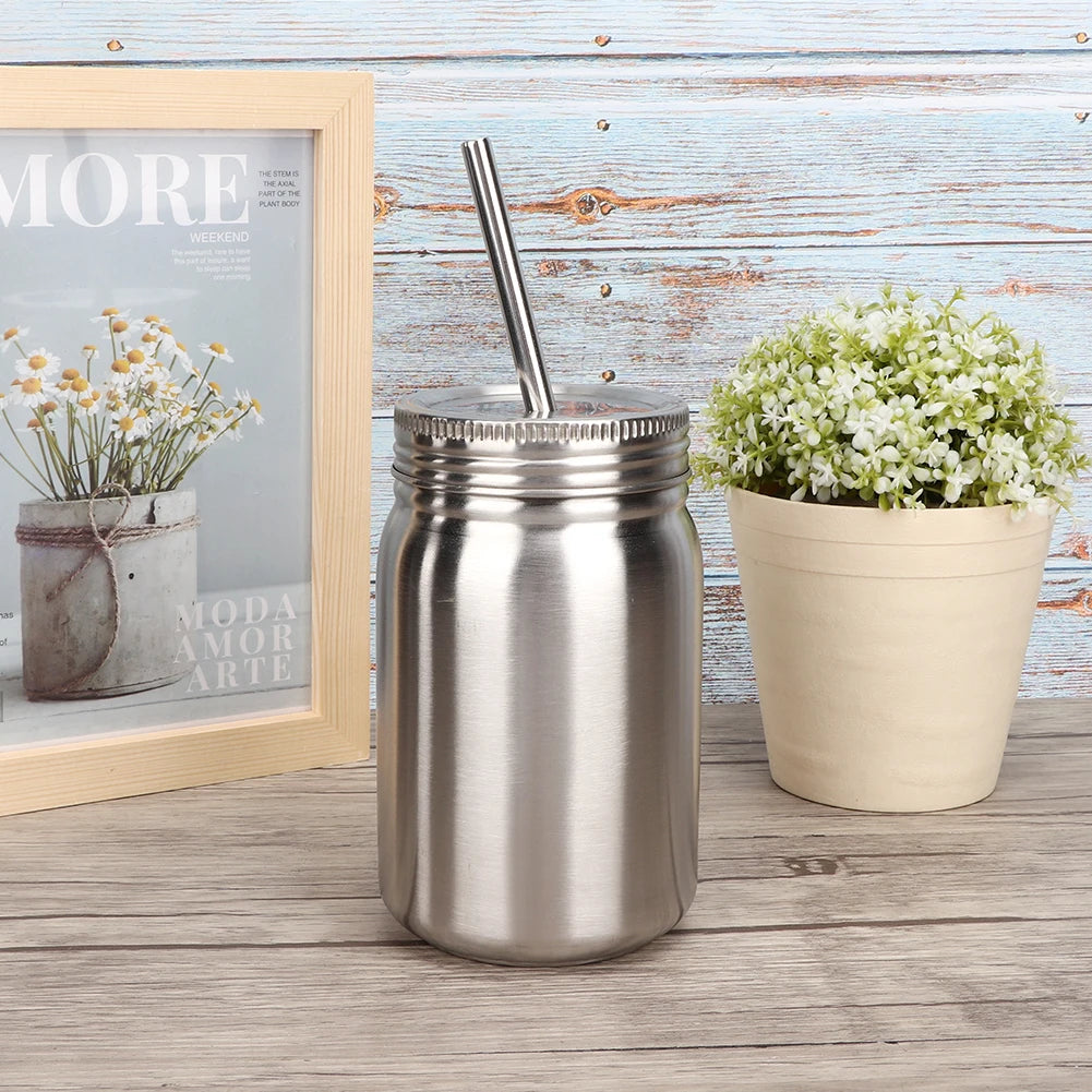 700ml Stainless Steel Cup Outdoor Water Bottle Thermal Mug with Lid Straw Stainless Steel Cup Household Thermal Mug Water Bottle