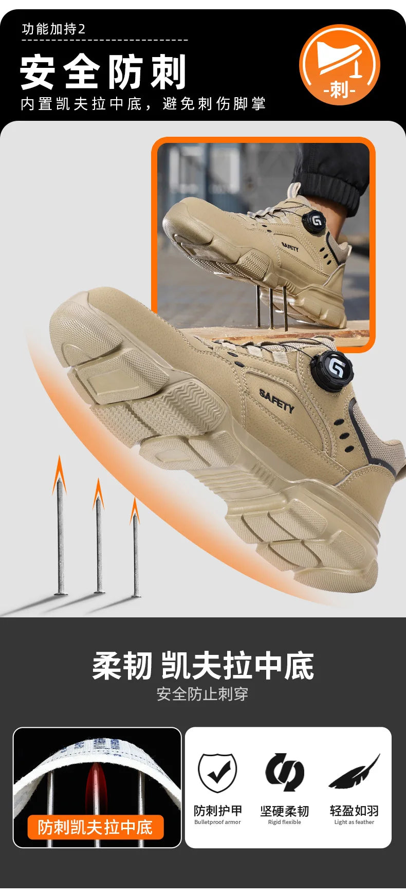 Men Shoes Safety Work Shoes Anti-smash Anti-puncture Safety Steel Toe Shoes High-cut Waterproof Anti-slip Light Soft Ankle Boots