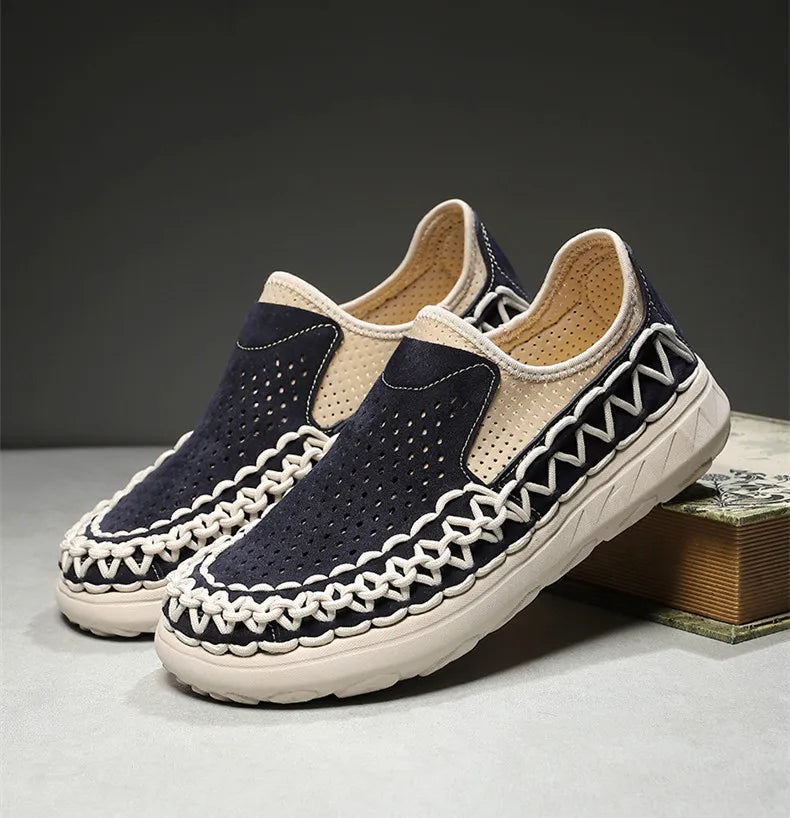 Summer Hand-woven Men's Shoes Fashion Men Casual Shoes Brand Designer Men Sneakers High Quality Outdoor Flats Driving Shoes