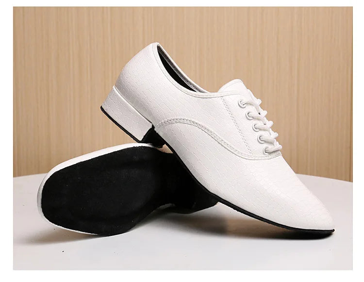Men Modern Dance Shoes Man Outdoor Dance Leather Latin Jazz Shoes Indoor Suede Sole 2.5CM Heels Ballroom Waltz Shoes Stage Wear