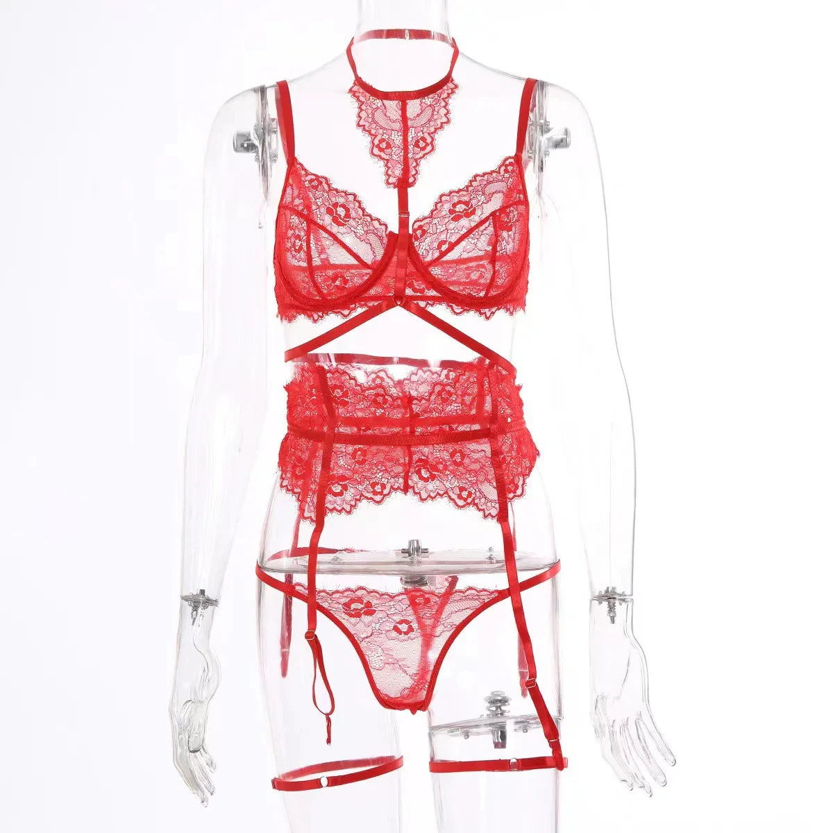 New Sujetadores Transparent Bra Set Women's Underwear Erotic Fashion Sexy Lingerie One-piece Three-piece Bra And Panties Sets