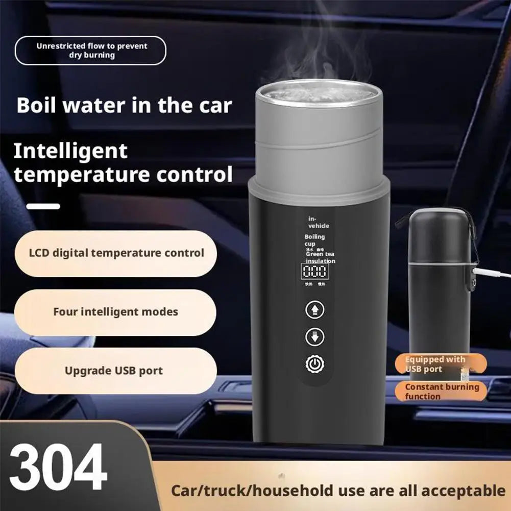 12V 24V Car Heating Cup 500Ml Electric Kettle Water Heater Boiling Mug Boiler Thermostatic Tumbler Termos Thermos Thermal Mug