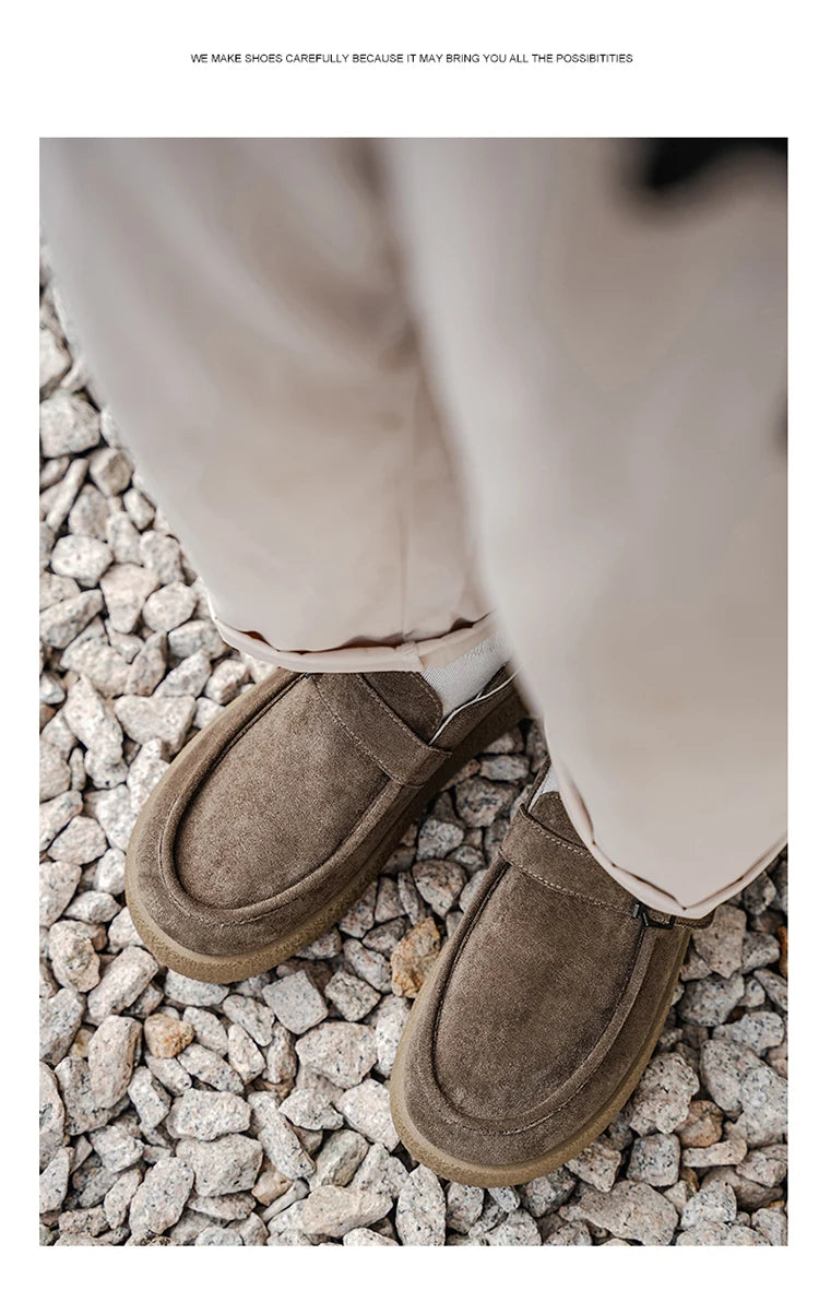 New autumn and winter men's shoes high-quality suede casual shoes British style thick soled board shoes fashionable slippers