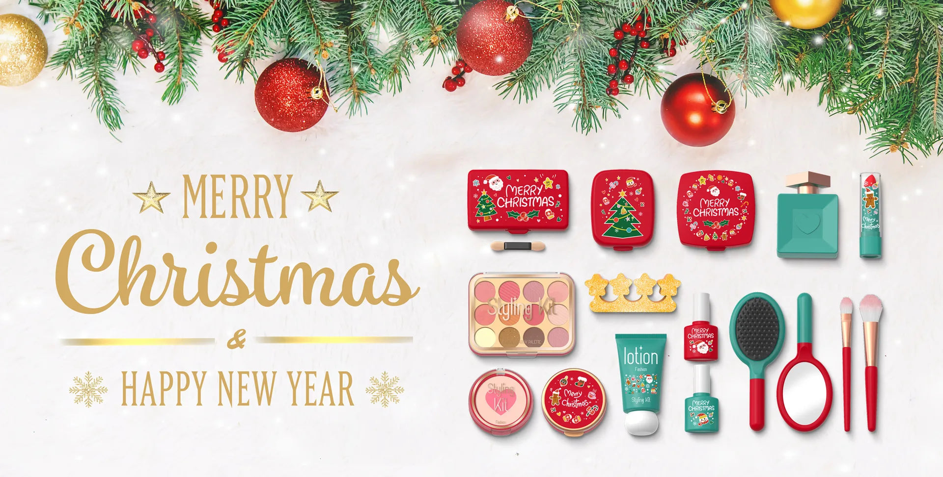 Kids Xmas Simulation Cosmetics Set Pretend Makeup Toys Girls Play House Simulation Make up Educational Toys for Girls Fun Game