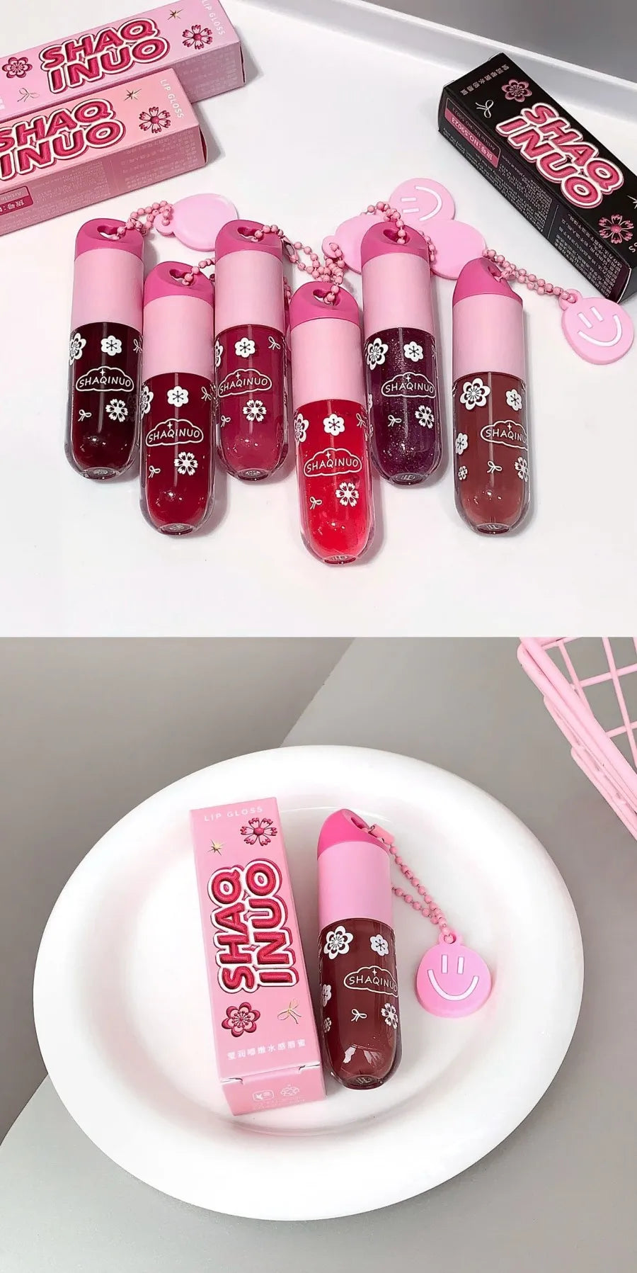 SHAQINUO Lustrous, tender and watery lip gloss, water-rich glass lips, mirror-like light makeup