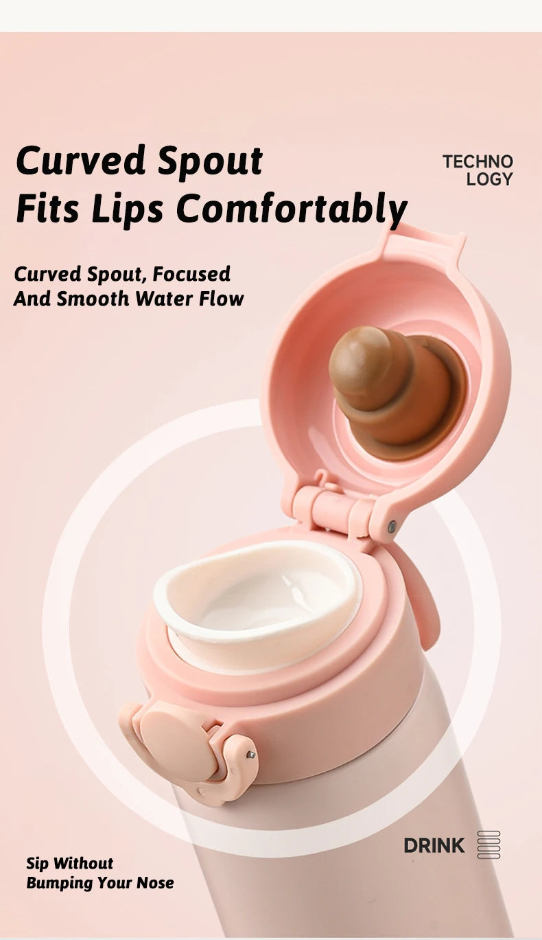 500ml Thermos Large Capacity Stainless Steel Thermal Water Bottle Portable Vacuum Cup with Handle Double-layer Travel Tumbler