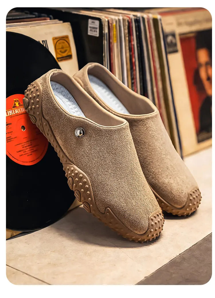 Fashion Slippers for Men Closed-toe Suede Slip Ons Shoes 2026 New Design Mens Casual Flats Loafers Comfortable Walking Shoes