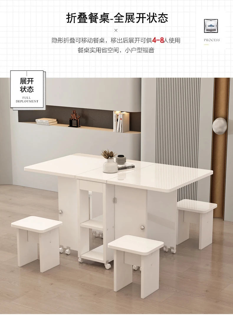 Folding White Dining Table Multifunction Family Waterproof Space Saving Dining Table Design Simple Mesas De Jantar Furnitures