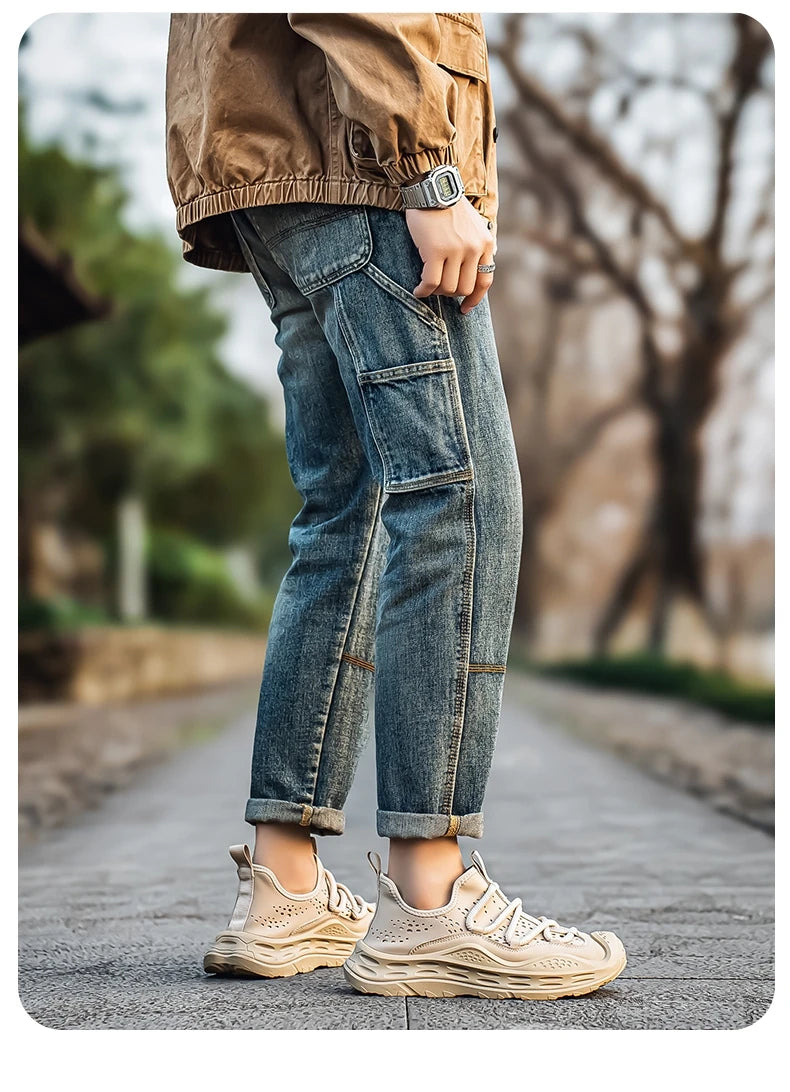 Spring Autumn New Mens Casual Shoes Fashion Anti Skid Wear Resistant Sports Sneakers Thick Sole Fashion Breathable Mesh Footwear