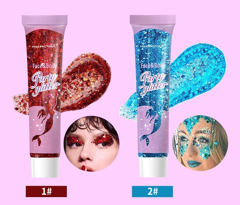 10 piece body glitter gel, carnival face glitter cosmetics suitable for women, shiny thick hair glitter, carnival accessories fo