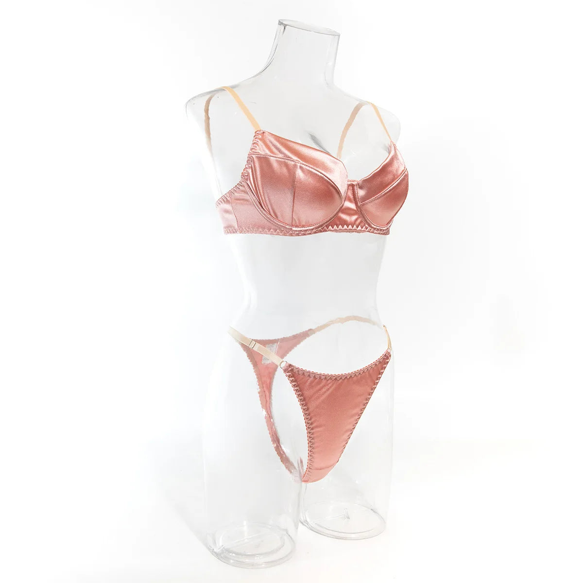 Sexy Burgundy Ruched Bra Set with Textured Fabric, Deep V Design, and High-Cut Panty for a Flattering Fit