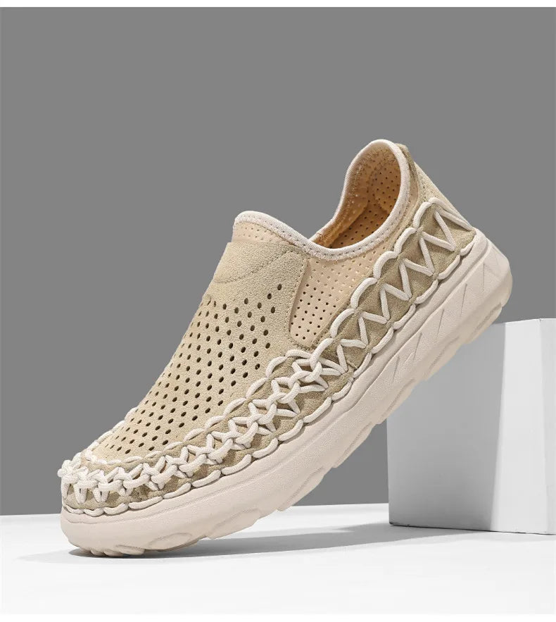 Summer Hand-woven Men's Shoes Fashion Men Casual Shoes Brand Designer Men Sneakers High Quality Outdoor Flats Driving Shoes