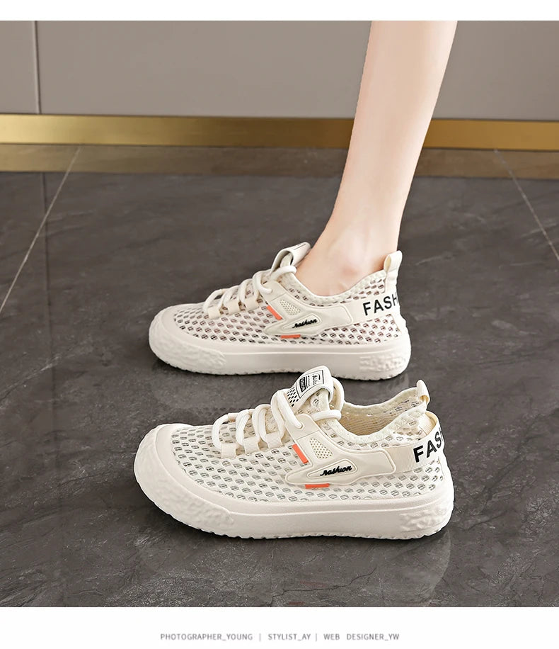 Shoes Woman 2025 Outdoor Casual Sports Shoes Hollow Breathable Comfortable Thick Sole Lightweight Mesh Shoes Women's Sneaker