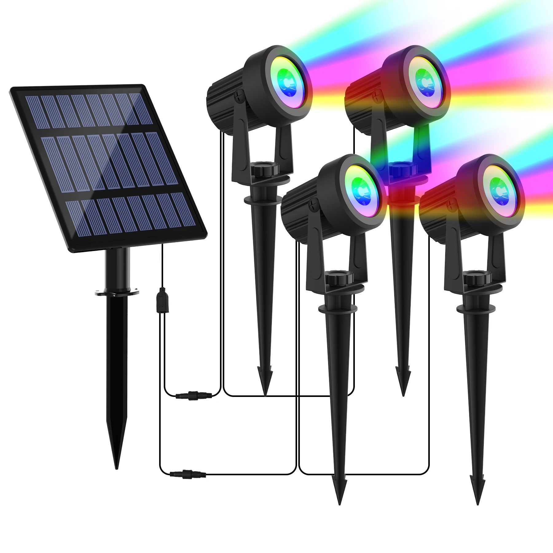 1/2/4 Lights RGB Solar LED Light Outdoor Solar Spotlight Solar Garden Light Outdoor IP65 Lawn Lamp Festival Decorative Lights
