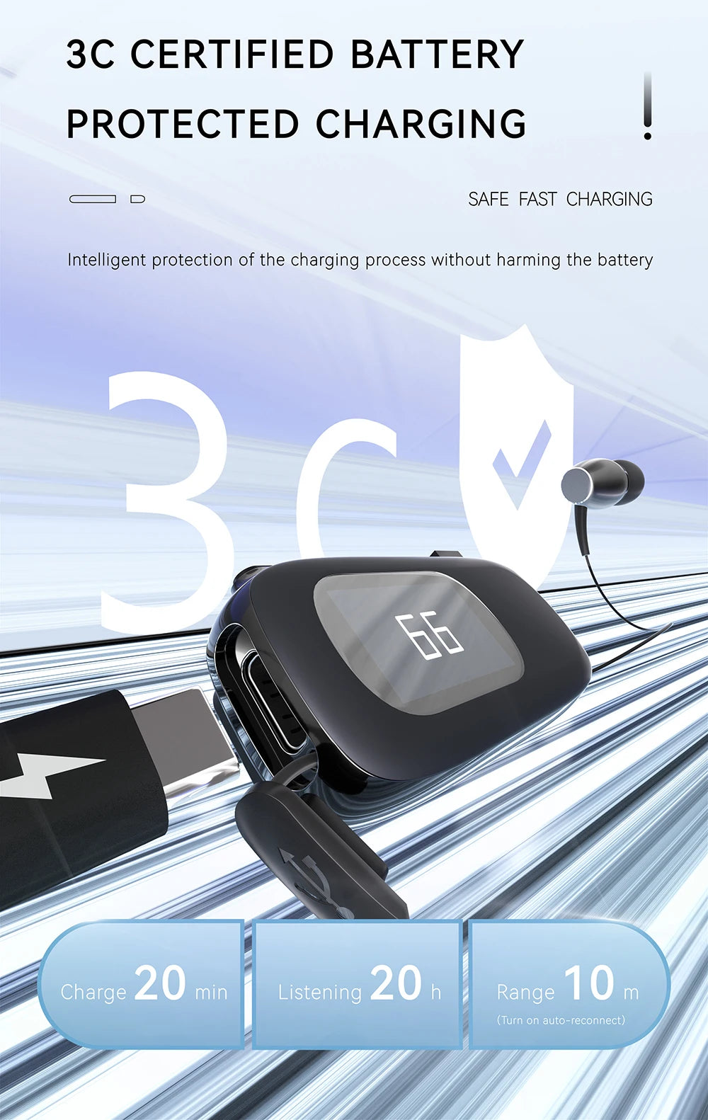 Bluetooth Wireless Headphones Against Loud Noise Lavalier Business BT 5.4 Earphone Lotus Ears with wire Talk/Music 20H With LCD