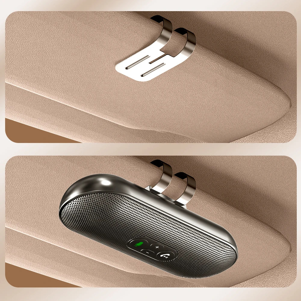 Bluetooth 5.4 Car Kit Handsfree 6W Speakerphone Sun Visor Speaker Mp3 Player Wireless Music Receiver With Voice Assistant