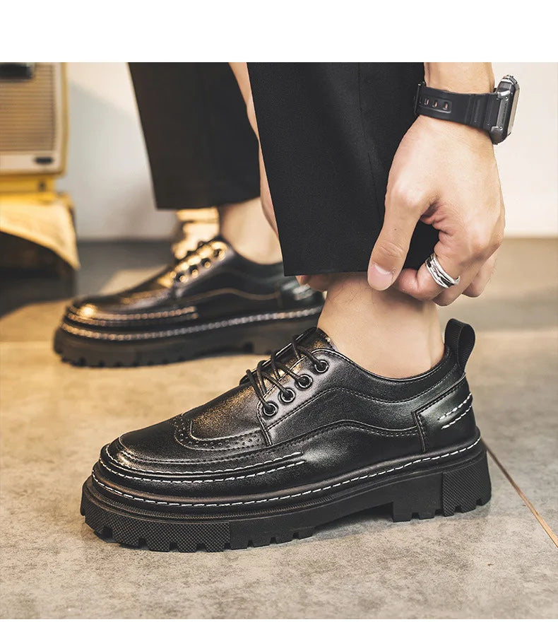 Shoes for Men Fashion High Quality Leather Men Shoes Business Light Luxury High-end Retro Tooling Men's Shoes Zapatillas Hombre