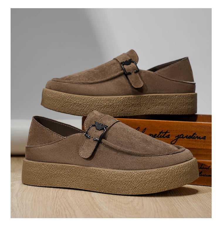 New autumn and winter men's shoes high-quality suede casual shoes British style thick soled board shoes fashionable slippers