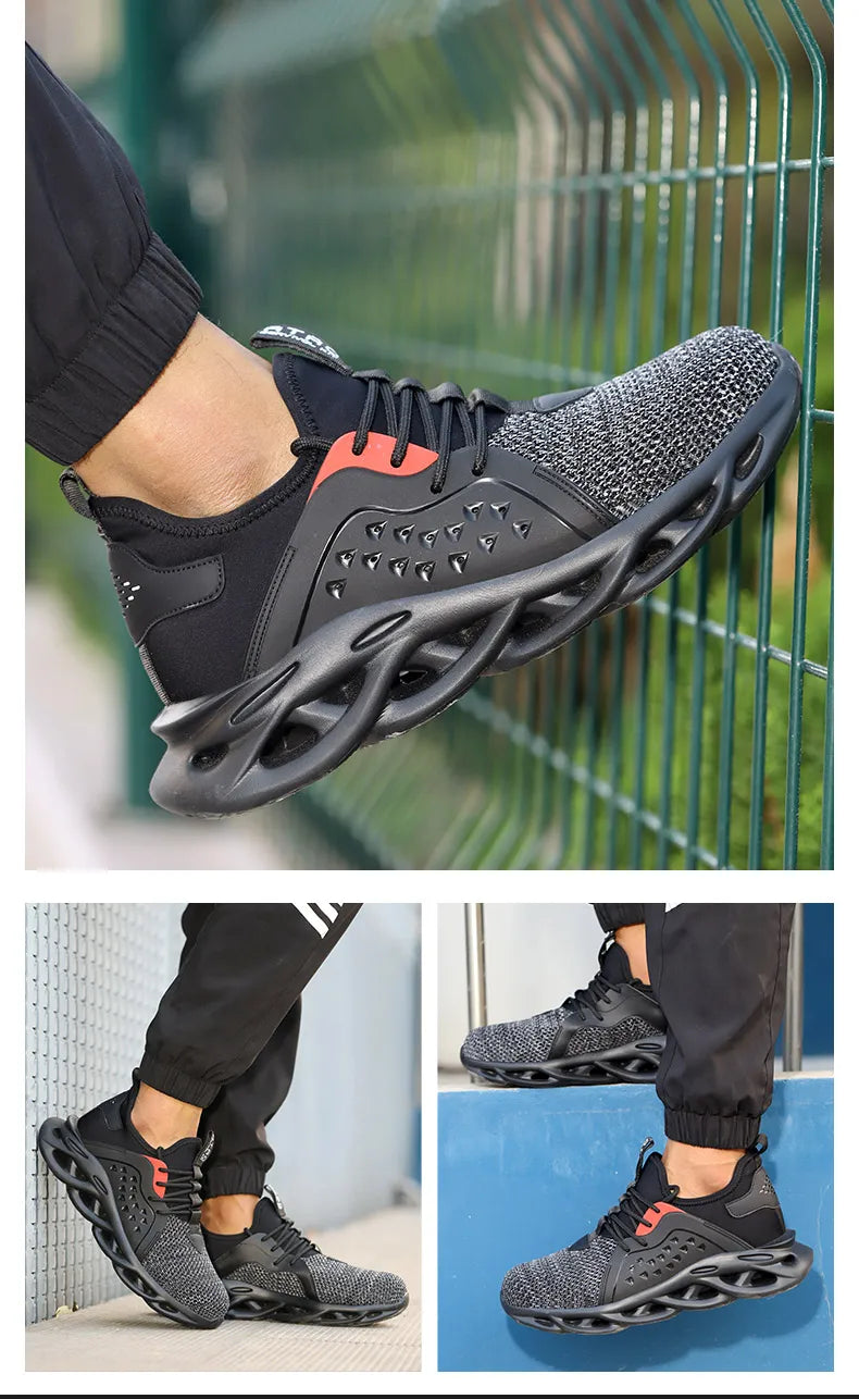 Work Safety Shoes Men Lightweight Indestructible Work Sneakers Security Steel Toe Shoes Safety Protective Boots Roofing Shoes