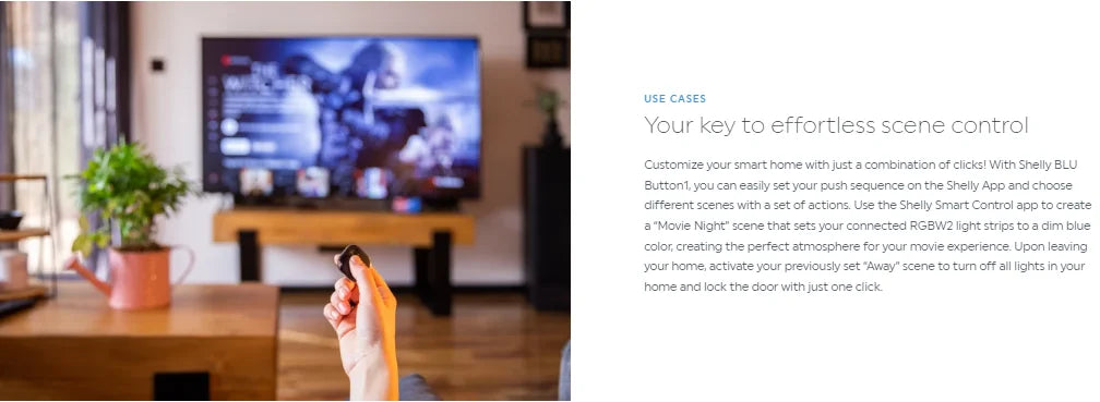 Shelly BLU Button1 Bluetooth Operated Action Scenes Activation Button BLE Technology Able ，Incompatible with ios